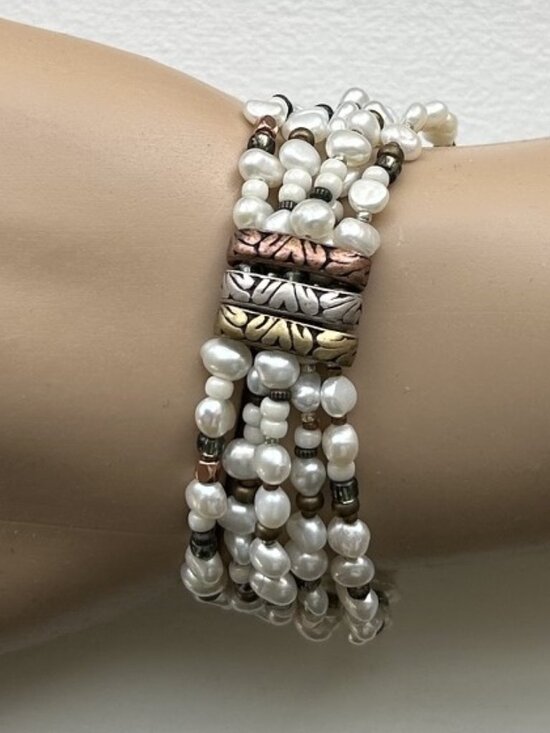 Silpada Jewelry - Silpada Pearl Multi-Strand Sterling Silver, Brass, Copper Bracelet